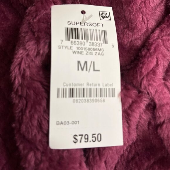 Chapter Club Womens Magenta Chevron Plush Bathrobe Size M/L - New - Picture 10 of 11